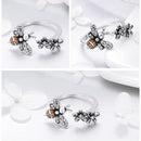 Bague Fleur abeille en argent
