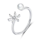 Bague fleur avec perle