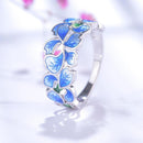 Bague fleur bleue en argent