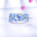 Bague fleur bleue en argent