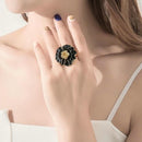 Bague fleur noire
