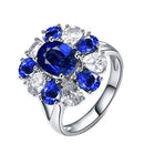 Bague fleur pierre bleue