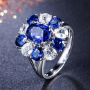 Bague fleur pierre bleue