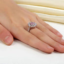 Bague fleur pierre précieuse