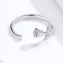 Bague fleur rose argent