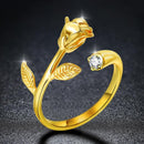 Bague fleur rose en or