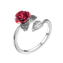 Bague fleur rouge