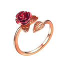 Bague fleur rouge
