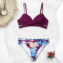 Bikini fleuri bordeaux