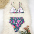 Bikini noir imprimé fleuri