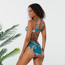 Bikini taille haute fleuri