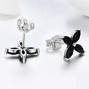 Boucles d'oreilles fleurs noires