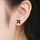 Boucles d'oreilles fleurs noires