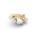 Broche fleur bleu marine
