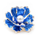 Broche fleur bleu marine