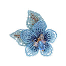 Broche fleur en tissu bleu