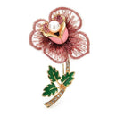 Broche fleur en tissu rose