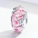 Charm verre de murano fleurs roses