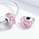 Charm verre de murano fleurs roses