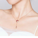 Collier femme fleur rose