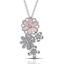Collier fleur quartz rose