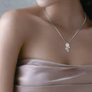 Collier fleur quartz rose