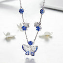 Collier papillon bleu