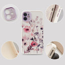 coque iPhone fleurie beige