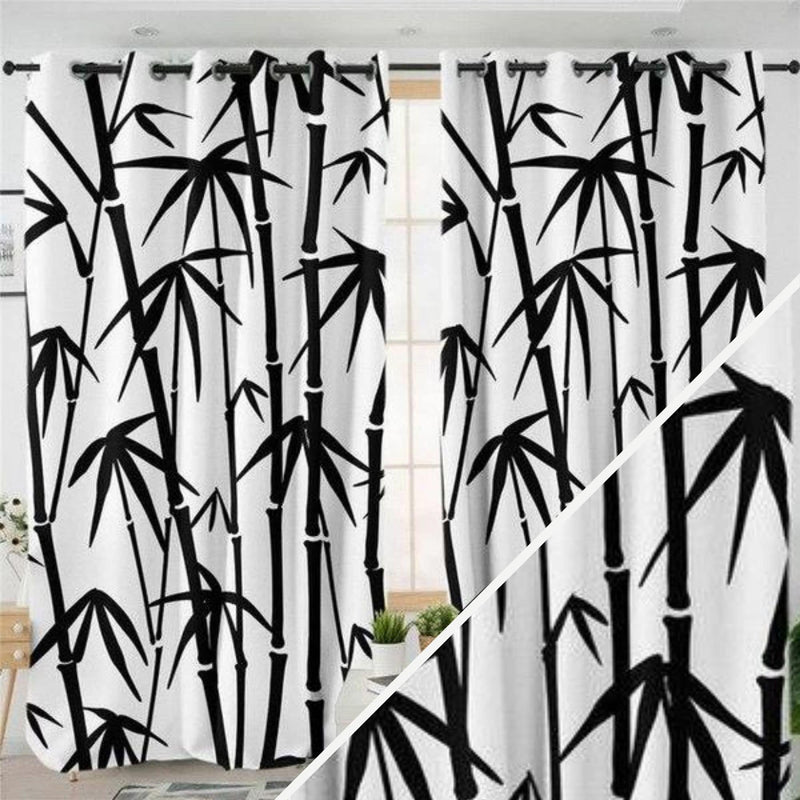 Double rideaux aux motifs bambou