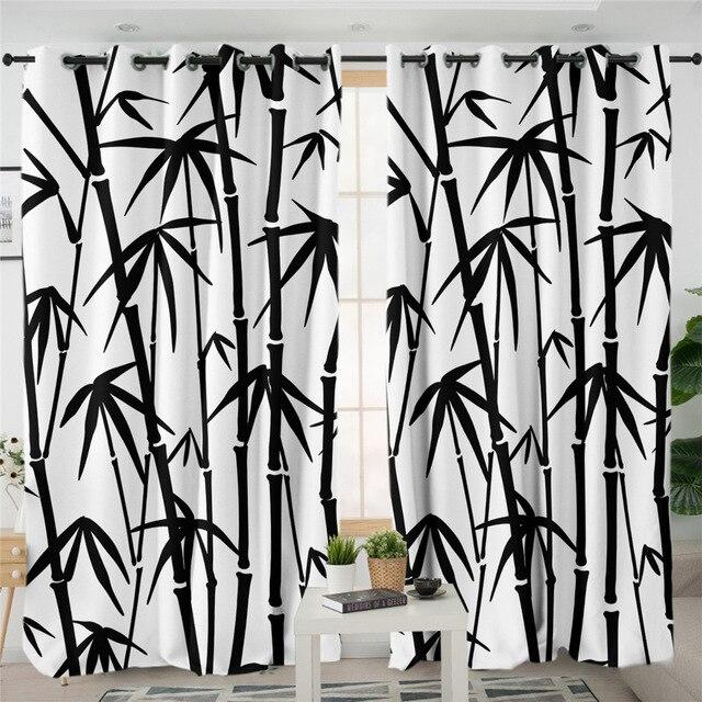 Double rideaux aux motifs bambou
