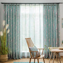 Double rideaux fleuris bleus