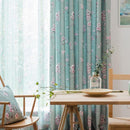 Double rideaux fleuris bleus