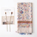 Foulard fleuri beige