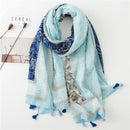 Foulard fleuri bleu
