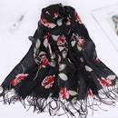 Foulard fleuri noir