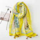 foulard jaune fleuri