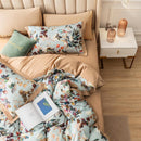 Housse de couette beige fleurs