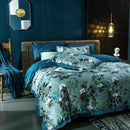 Housse de couette fleurie bleue