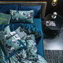Housse de couette fleurie bleue