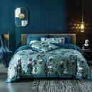 Housse de couette fleurie bleue