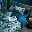 Housse de couette fleurie bleue