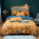 Housse de couette fleurie orange