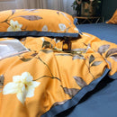 Housse de couette fleurie orange