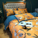 Housse de couette fleurie orange