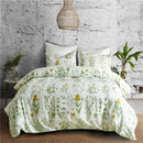 Housse de couette fleurie verte