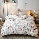 Housse de couette motif fleur rose