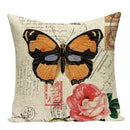 Housse de coussin fleur papillon