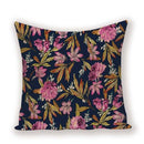 Housse de coussin noir fleurs roses