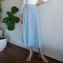 Jupe longue fleurie bleue