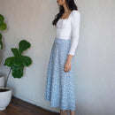 Jupe longue fleurie bleue